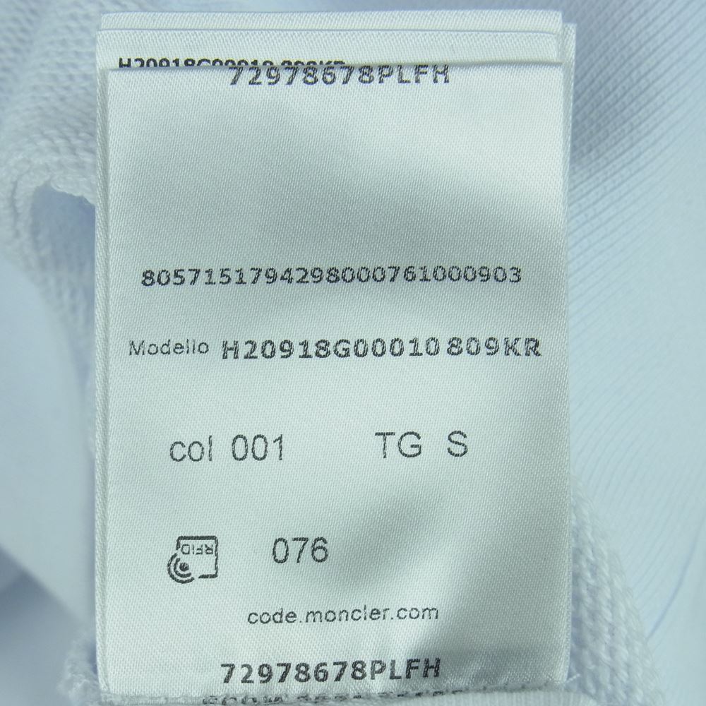 MONCLER モンクレール 22AW H20918G00010-809KR コットン ロゴ 刺繍 スウェット トルコ製 ホワイト系 S【美品】【中古】