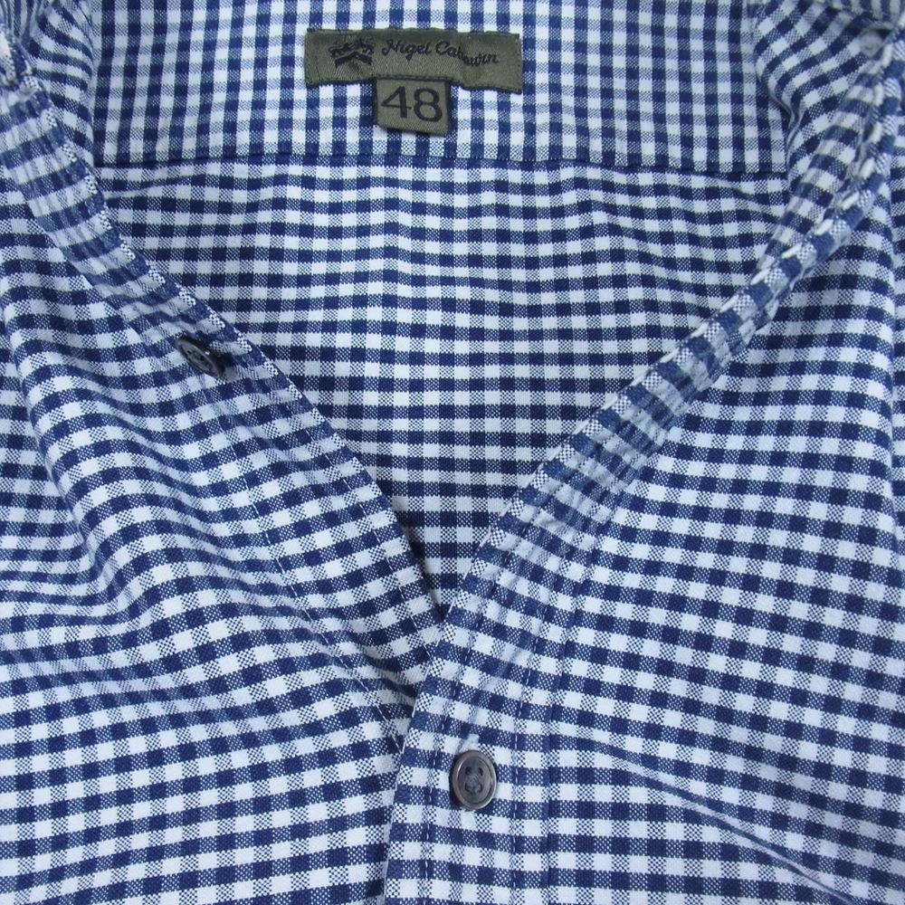 Nigel Cabourn ナイジェルケーボン 80350010003 BRITISH OFFICERS SHIRT ブリティッシュ オフィサーズ シャツ ネイビー系 48【中古】