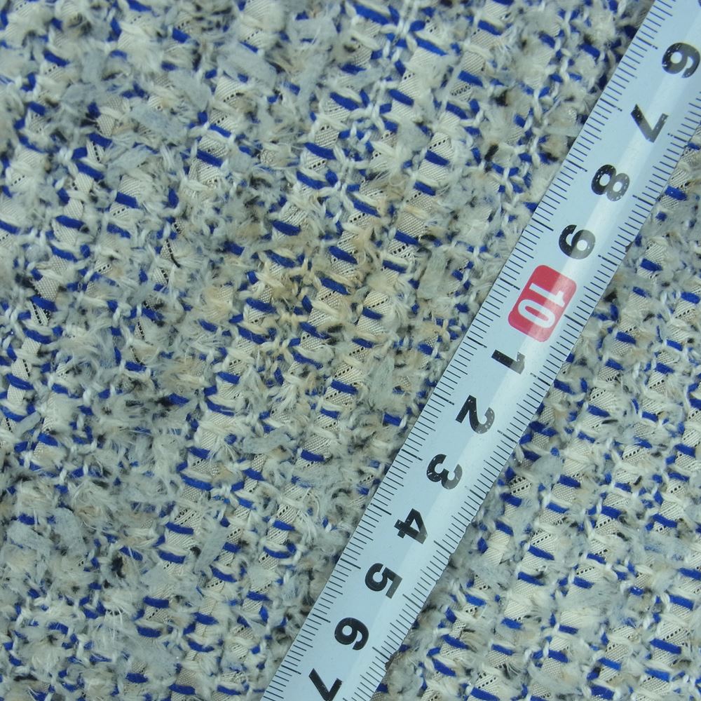 YOKO CHAN ヨーコチャン YCD-115-167 ツイード バルーン ワンピース 半袖 日本製 ホワイト系 ブルー系 38【中古】