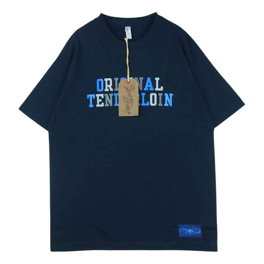 TENDERLOIN テンダーロイン TEE 2A ロゴ 半袖 Tシャツ コットン ダークネイビー系 L【新古品】【未使用】【中古】