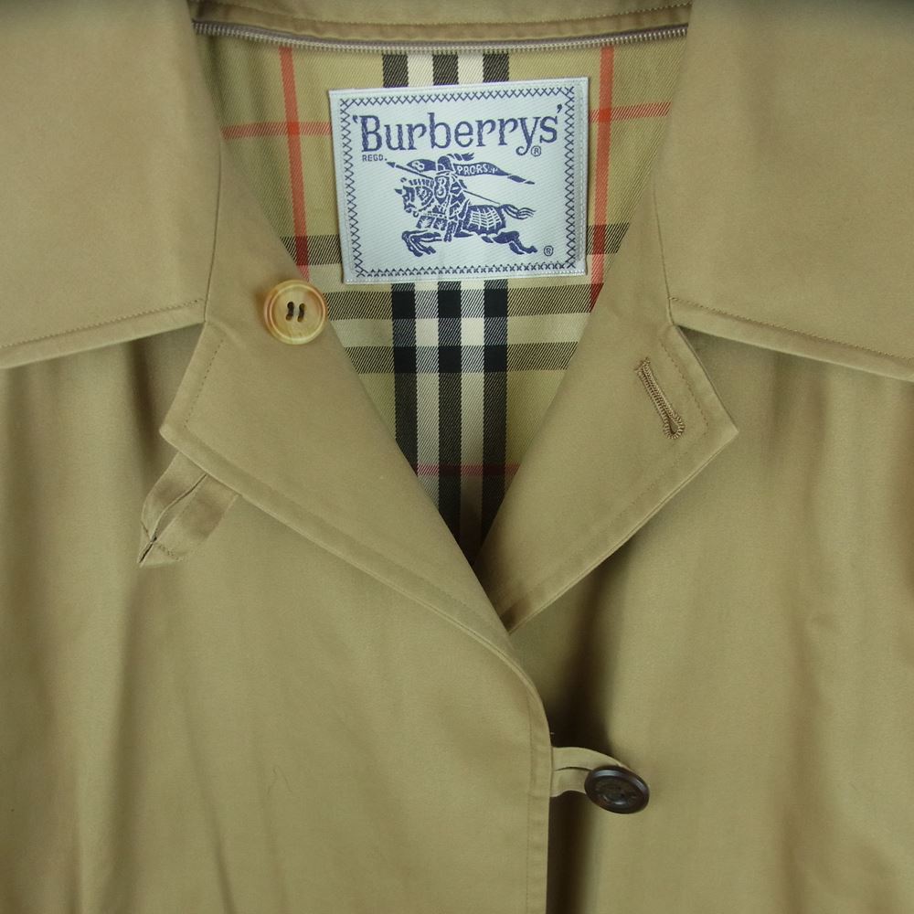 BURBERRY バーバリー C-TK83 92-950-42 90年代 白タグ 裏地チェック ステンカラー コート ベージュ系 9AR【中古】