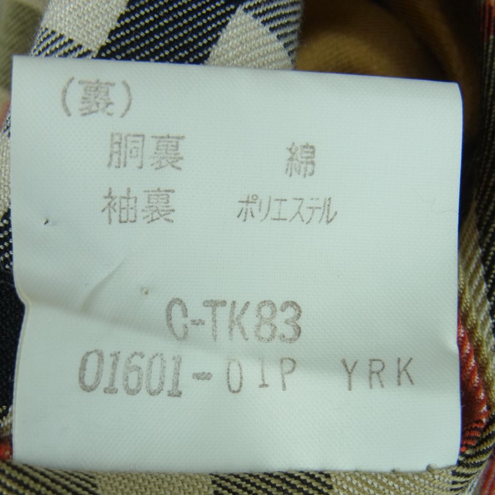 BURBERRY バーバリー C-TK83 92-950-42 90年代 白タグ 裏地チェック ステンカラー コート ベージュ系 9AR【中古】