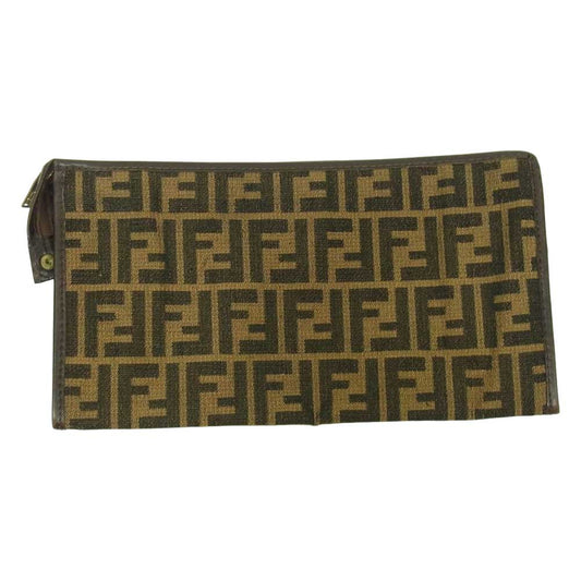FENDI フェンディ オールド ズッカ クラッチ セカンドバッグ ポーチ ブラウン系【中古】