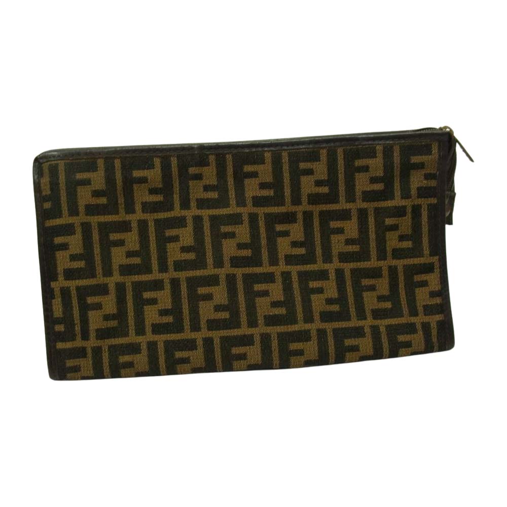 FENDI フェンディ オールド ズッカ クラッチ セカンドバッグ ポーチ ブラウン系【中古】
