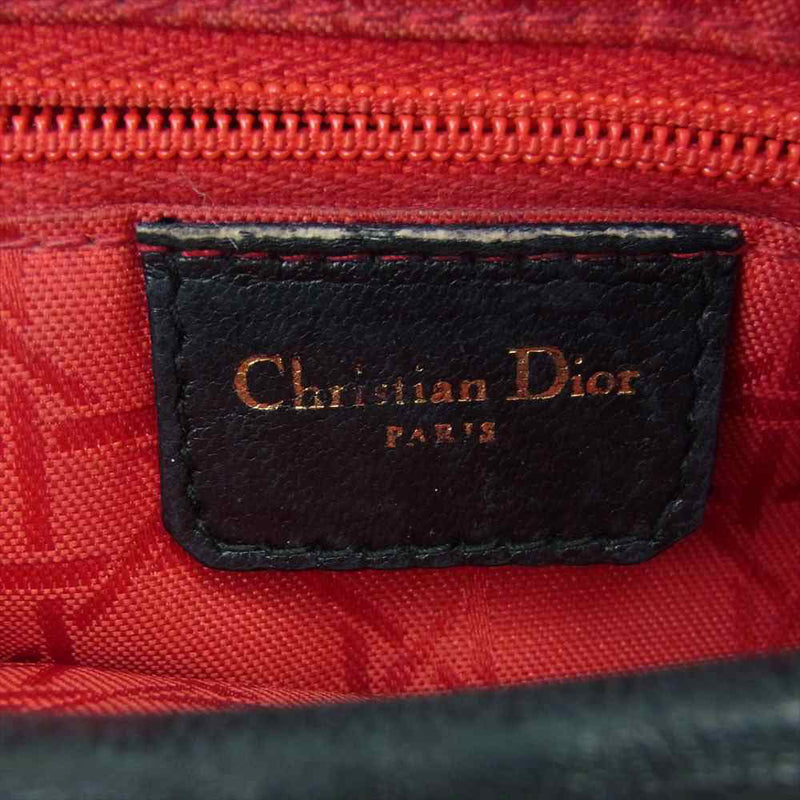 Christian Dior クリスチャンディオール レディディオール カナージュ ラージ 2WAY ハンド ショルダーバッグ ブラック系 ゴールド系【中古】