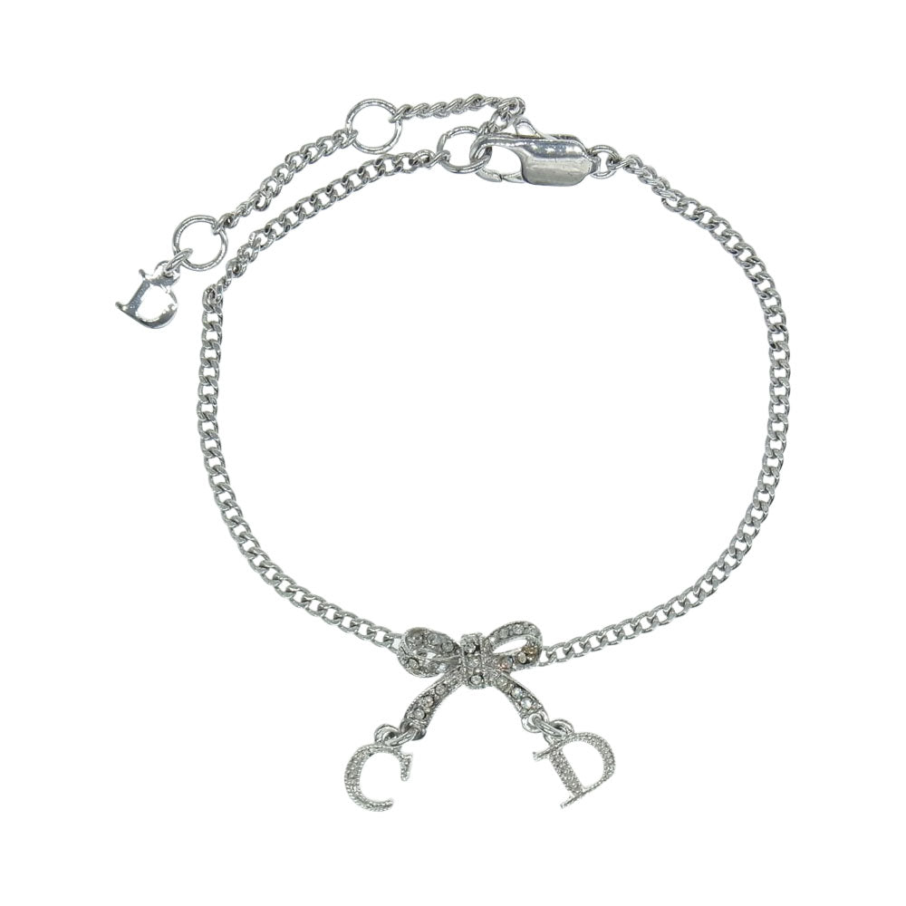 Dior ディオール CDロゴ リボンモチーフ ブレスレット シルバー系【中古】