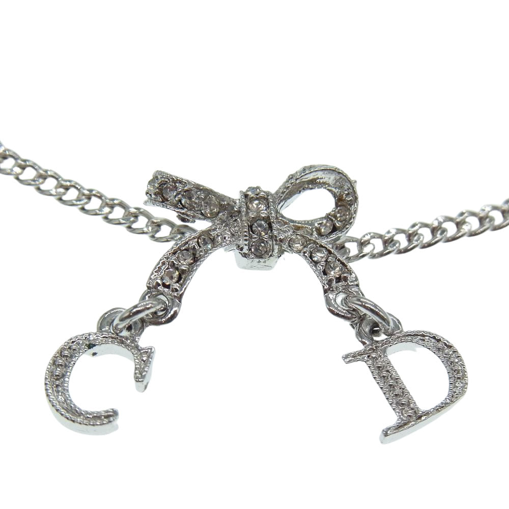 Dior ディオール CDロゴ リボンモチーフ ブレスレット シルバー系【中古】