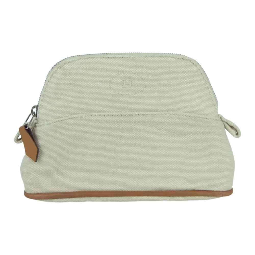 HERMES エルメス ボリード ミニミニ コットン キャンバス ポーチ ナチュラル フランス製 ベージュ系【中古】