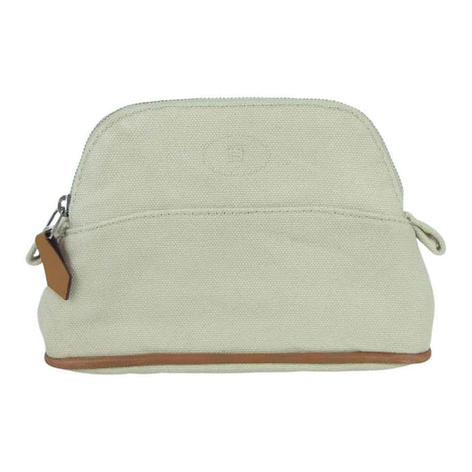 HERMES エルメス ボリード ミニミニ コットン キャンバス ポーチ ナチュラル フランス製 ベージュ系【中古】