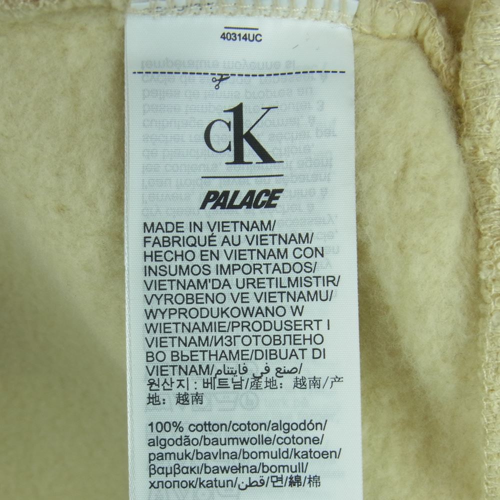パレス 40314UC Calvin Klein CK カルバンクライン ロゴ刺繍 クルーネック スウェット ベトナム製 ベージュ系 M【美品】【中古】