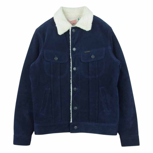 HYSTERIC GLAMOUR ヒステリックグラマー 15AW 0253LB03 スエード ランチ ジャケット ブルゾン レザー ボア ダークネイビー系 M【中古】