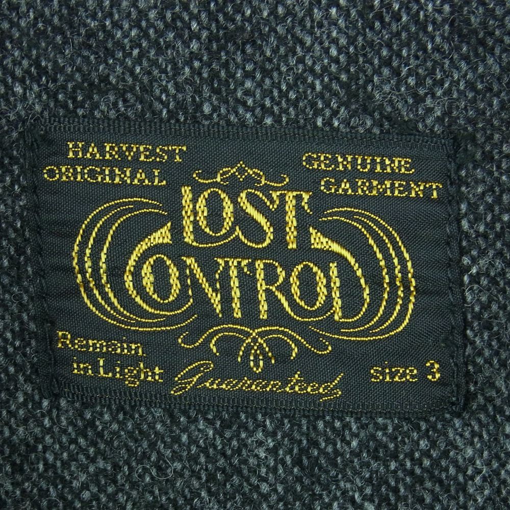 LOST CONTROL ロストコントロール LAM-J9-29 襟レザー デニム ジップ ジャケット 日本製 グレー系 3【中古】