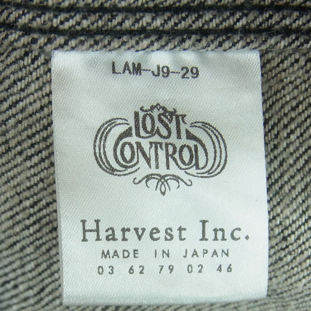 LOST CONTROL ロストコントロール LAM-J9-29 襟レザー デニム ジップ ジャケット 日本製 グレー系 3【中古】