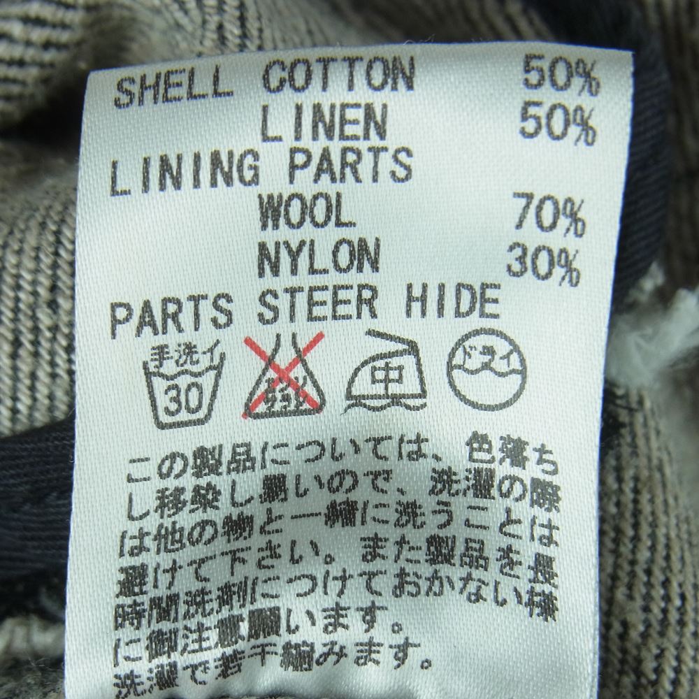 LOST CONTROL ロストコントロール LAM-J9-29 襟レザー デニム ジップ ジャケット 日本製 グレー系 3【中古】