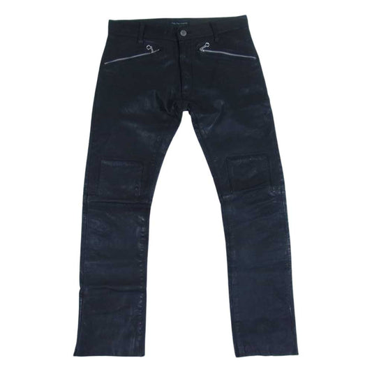 Celt&Cobra ケルト&コブラ 山羊 ゴートレザー ジップポケット スカルボタン レザーパンツ ブラック系 31【中古】