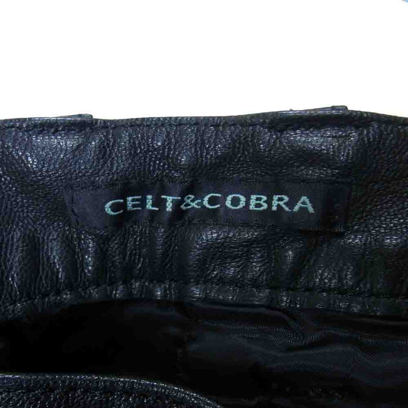 Celt&Cobra ケルト&コブラ 山羊 ゴートレザー ジップポケット スカルボタン レザーパンツ ブラック系 31【中古】