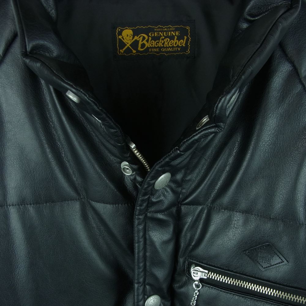 RUDE GALLERY BLACK REBEL ルードギャラリーブラックレーベル 18AW 中綿 レザー レーシング ジャケット 日本製 ブラック系 L【中古】