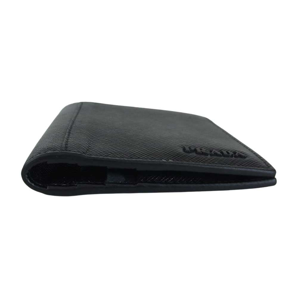 PRADA プラダ 二つ折り財布 カモ カードケース ブラック系【中古】