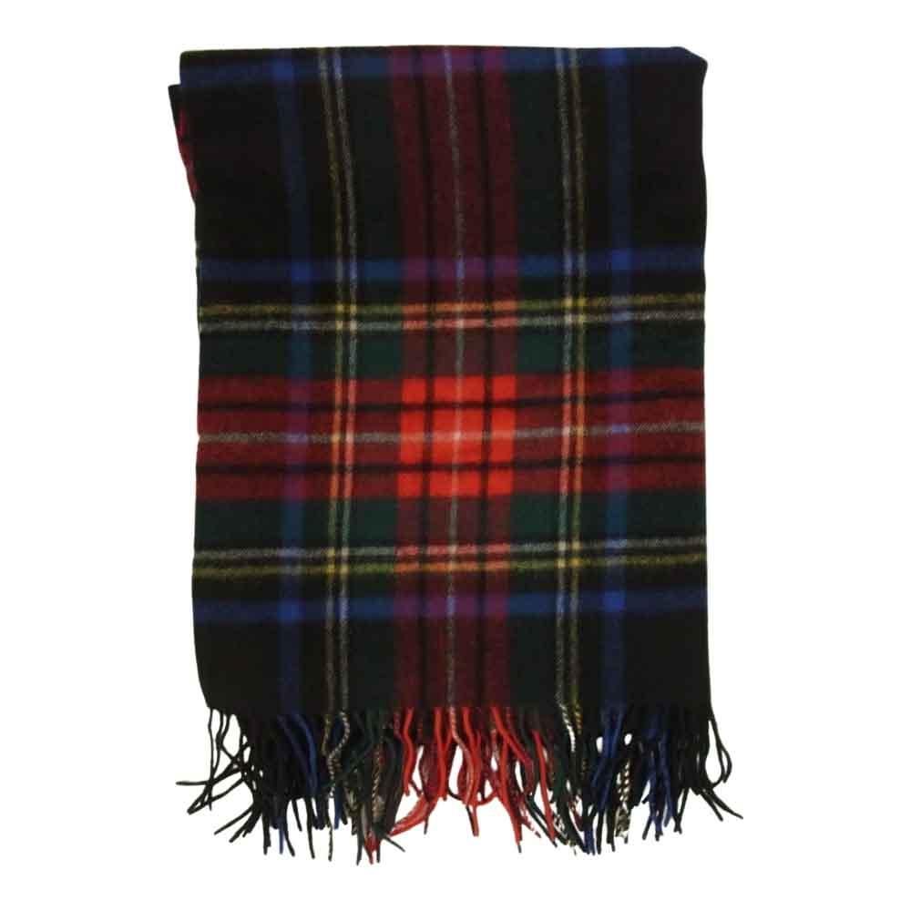 ジョンストンズ オブ エルガン スコットランド製 カシミヤ100％ チェック柄 フリンジ マフラー ストール マルチカラー系【中古】