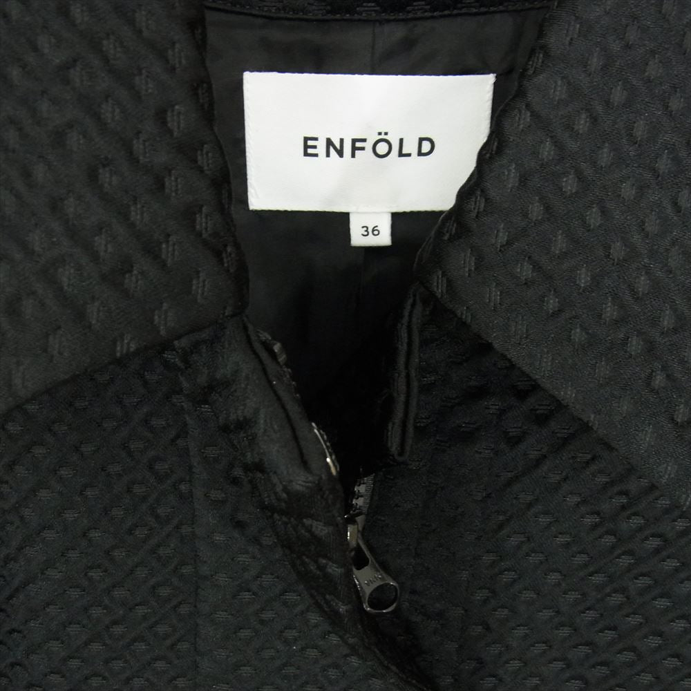 ENFOLD エンフォルド 300fa930-0610 BIG JACKET ジャガード ドロスト ビッグ ジャケット ブラック系 36【極上美品】【中古】