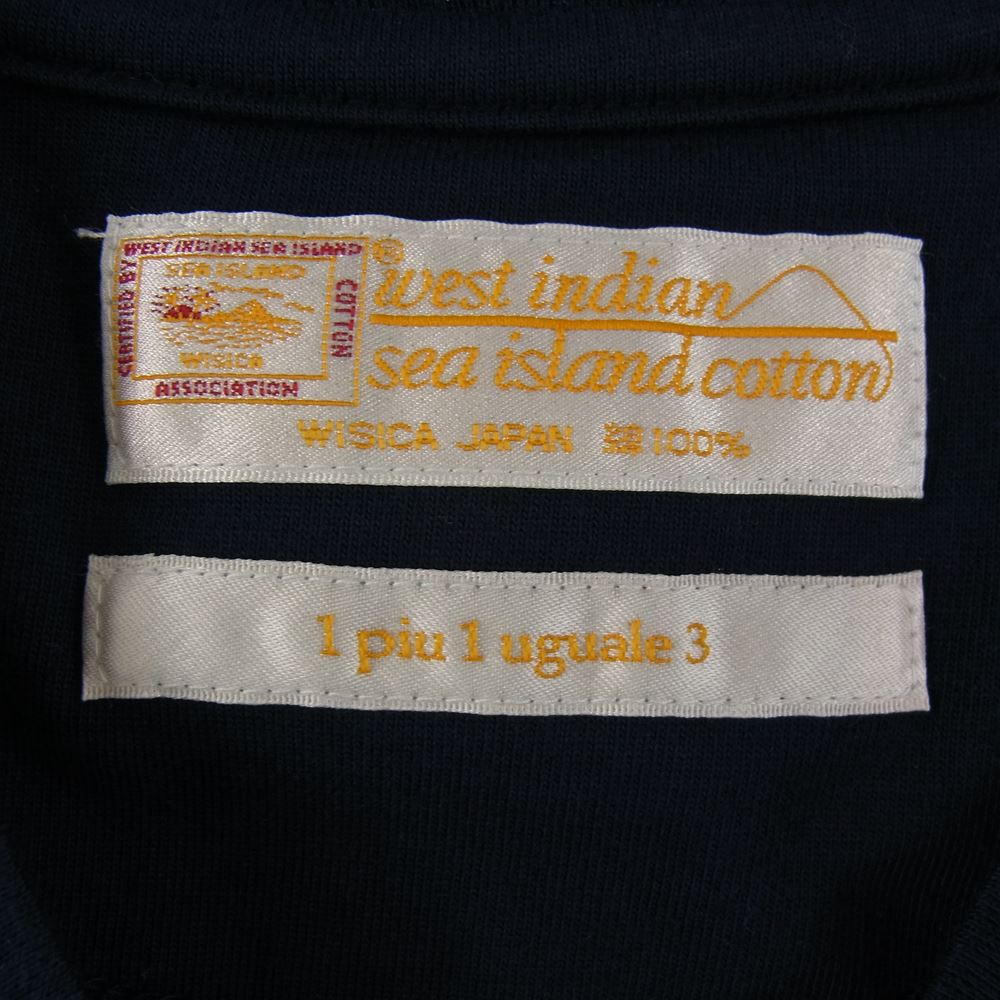 1piu1uguale3 ウノピュウノウグァーレトレ MRT090 COT230 海島綿 シーアイランドコットン Vネック 半袖 Tシャツ カットソー ダークネイビー系 3【中古】