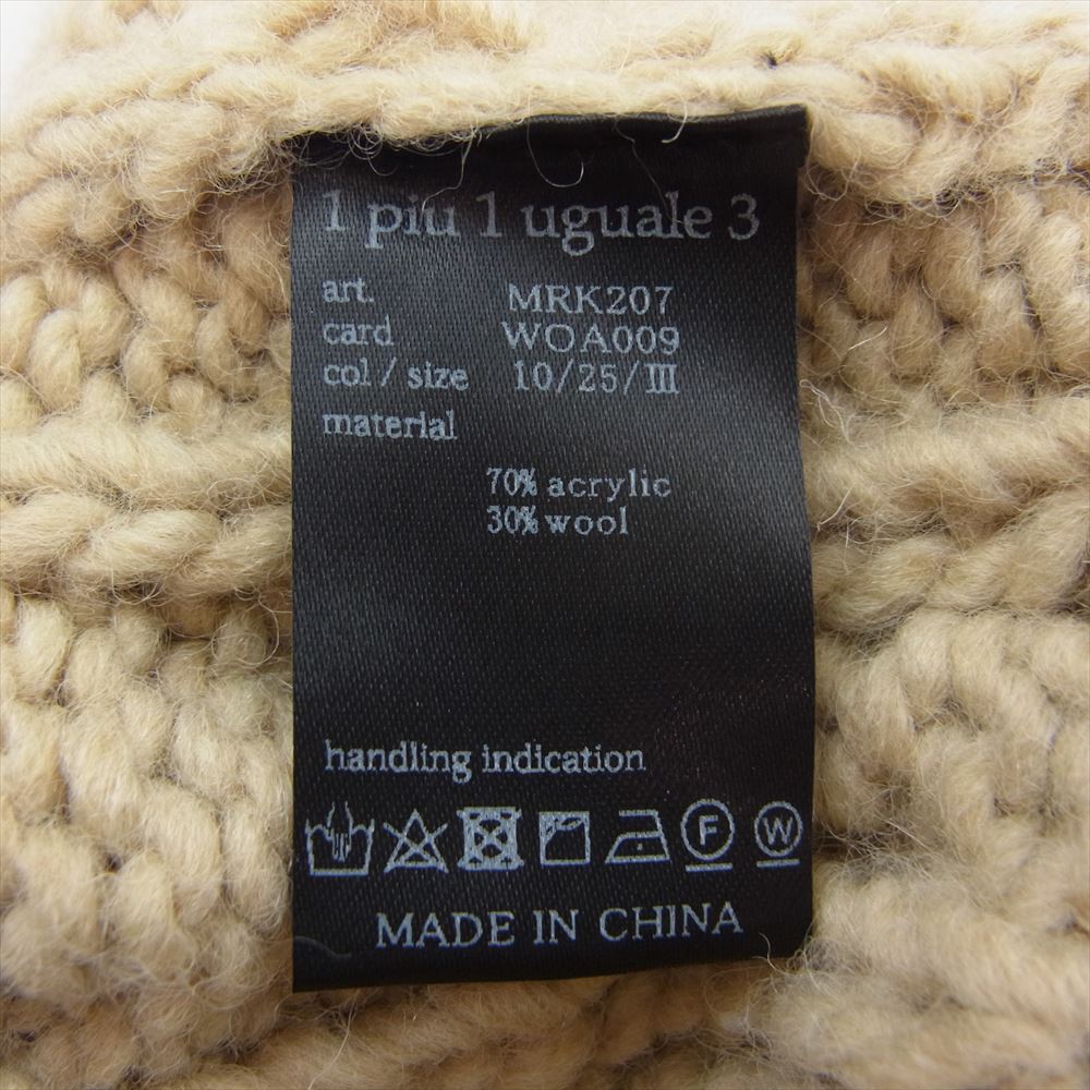 1piu1uguale3 ウノピュウノウグァーレトレ MRK207 WOA009 BI COLOR CABLE CREW バイカラー ケーブルニット クルーネック セーター ベージュ ホワイト系 3【中古】