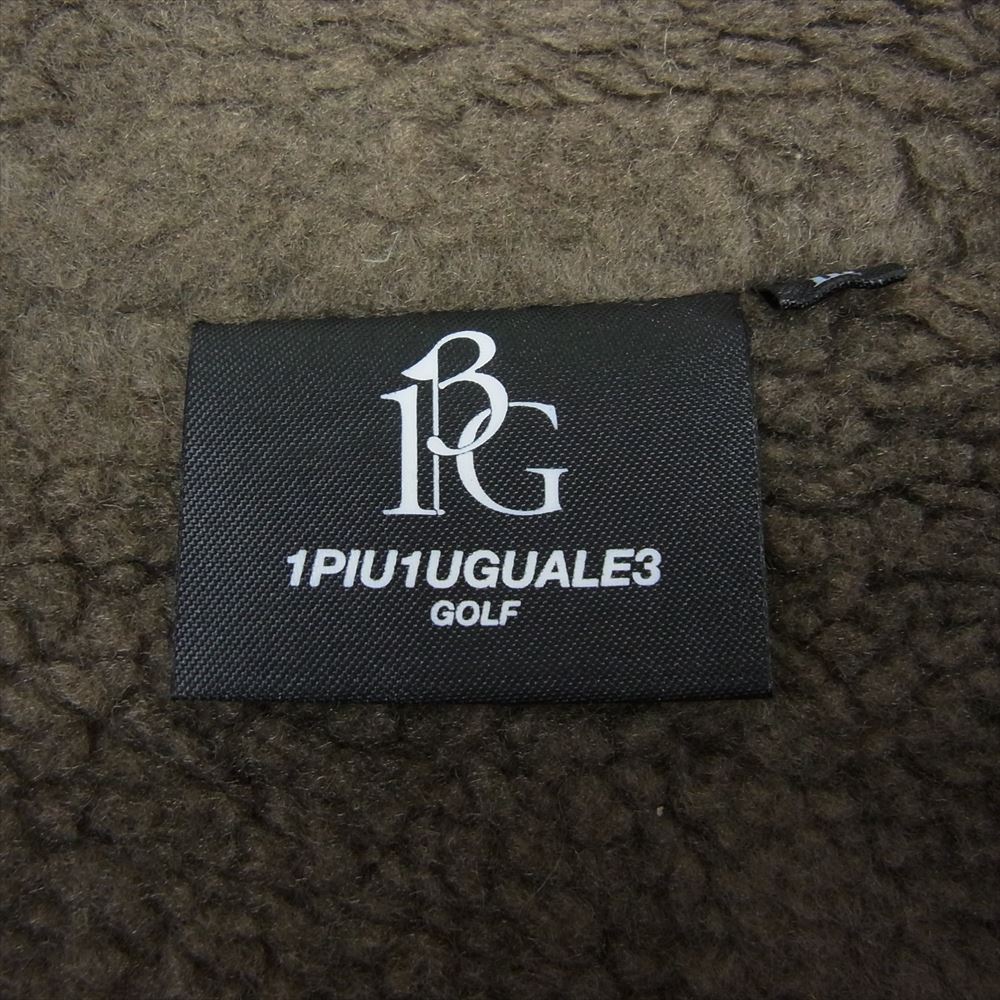 1piu1uguale3 ウノピュウノウグァーレトレ GRB002 POE114 GOLF ゴルフ バックロゴプリント ボアフリース フルジップ ジャケット カーキ系 3【中古】