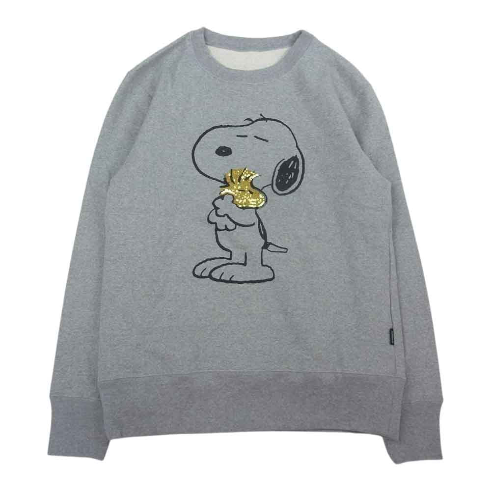 1piu1uguale3 ウノピュウノウグァーレトレ MRB485 COT315 x PEANUTS PULLOVER CREW NECK ピーナッツ スヌーピー プリント スパンコール プルオーバー クルーネック スウェット グレー グレー系 5【中古】