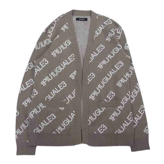 1piu1uguale3 ウノピュウノウグァーレトレ 22SS MRK229 CTT010 113 BUTTONLESS CARDIGAN ダブルジャガード バイアスロゴ総柄 ボタンレス カーディガン ベージュ ベージュ系 4【中古】