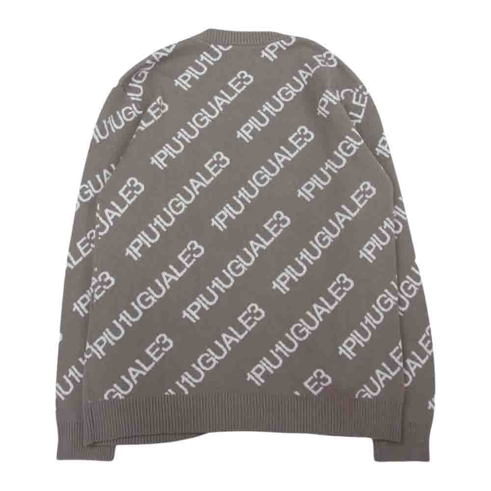 1piu1uguale3 ウノピュウノウグァーレトレ 22SS MRK229 CTT010 113 BUTTONLESS CARDIGAN ダブルジャガード バイアスロゴ総柄 ボタンレス カーディガン ベージュ ベージュ系 4【中古】