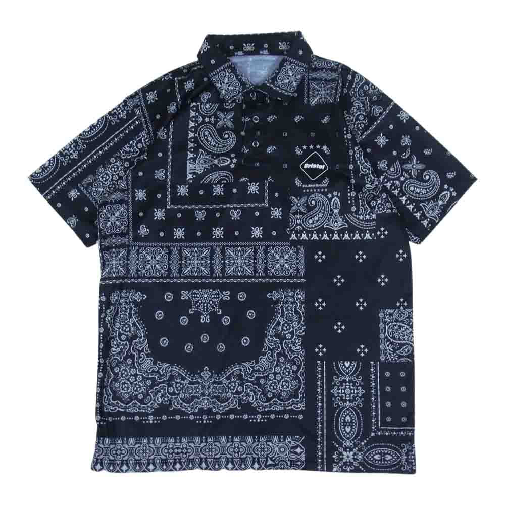 F.C.R.B. エフシーアールビー 22SS × NEW ERA ニューエラ BANDANA POLO SHIRT バンダナ柄 ポロシャツ 半袖 ブラック系 L【中古】