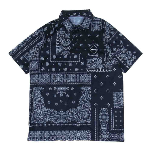 F.C.R.B. エフシーアールビー 22SS × NEW ERA ニューエラ BANDANA POLO SHIRT バンダナ柄 ポロシャツ 半袖 ブラック系 L【中古】