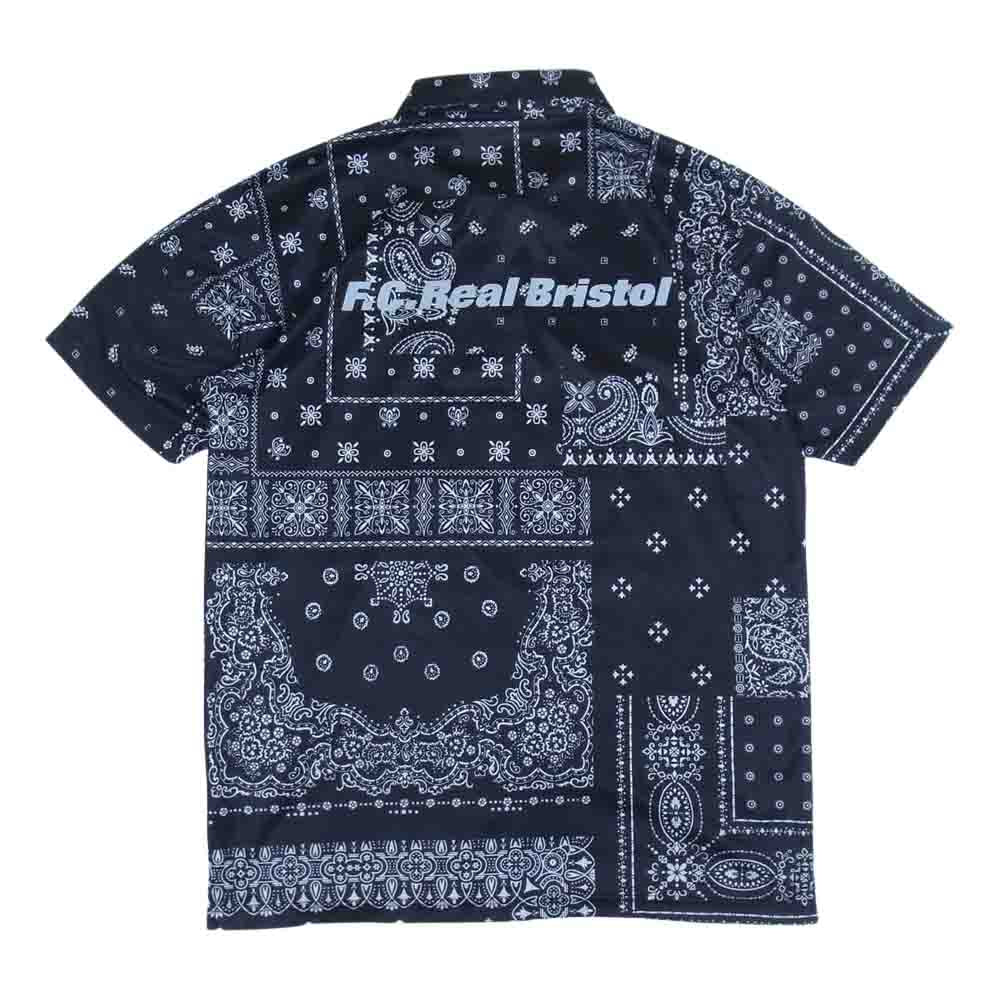 F.C.R.B. エフシーアールビー 22SS × NEW ERA ニューエラ BANDANA POLO SHIRT バンダナ柄 ポロシャツ 半袖 ブラック系 L【中古】