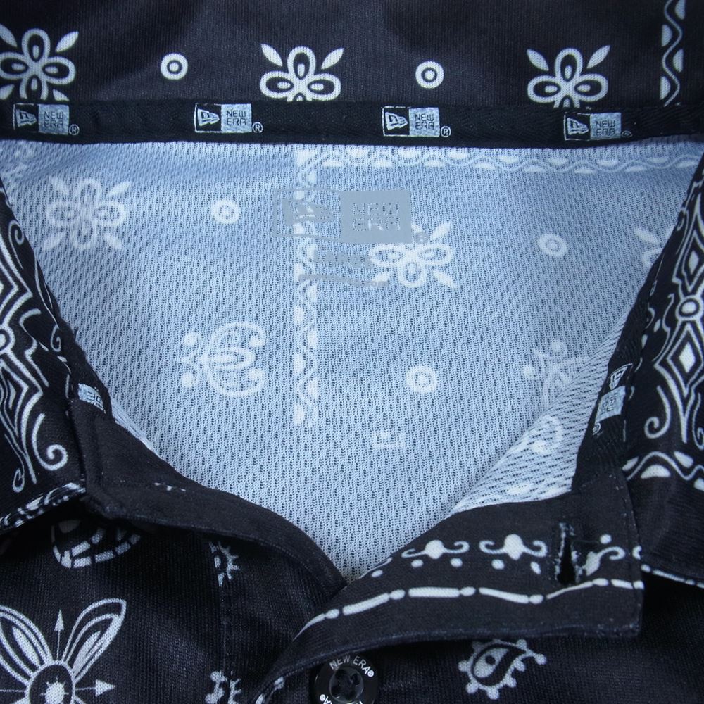 F.C.R.B. エフシーアールビー 22SS × NEW ERA ニューエラ BANDANA POLO SHIRT バンダナ柄 ポロシャツ 半袖 ブラック系 L【中古】