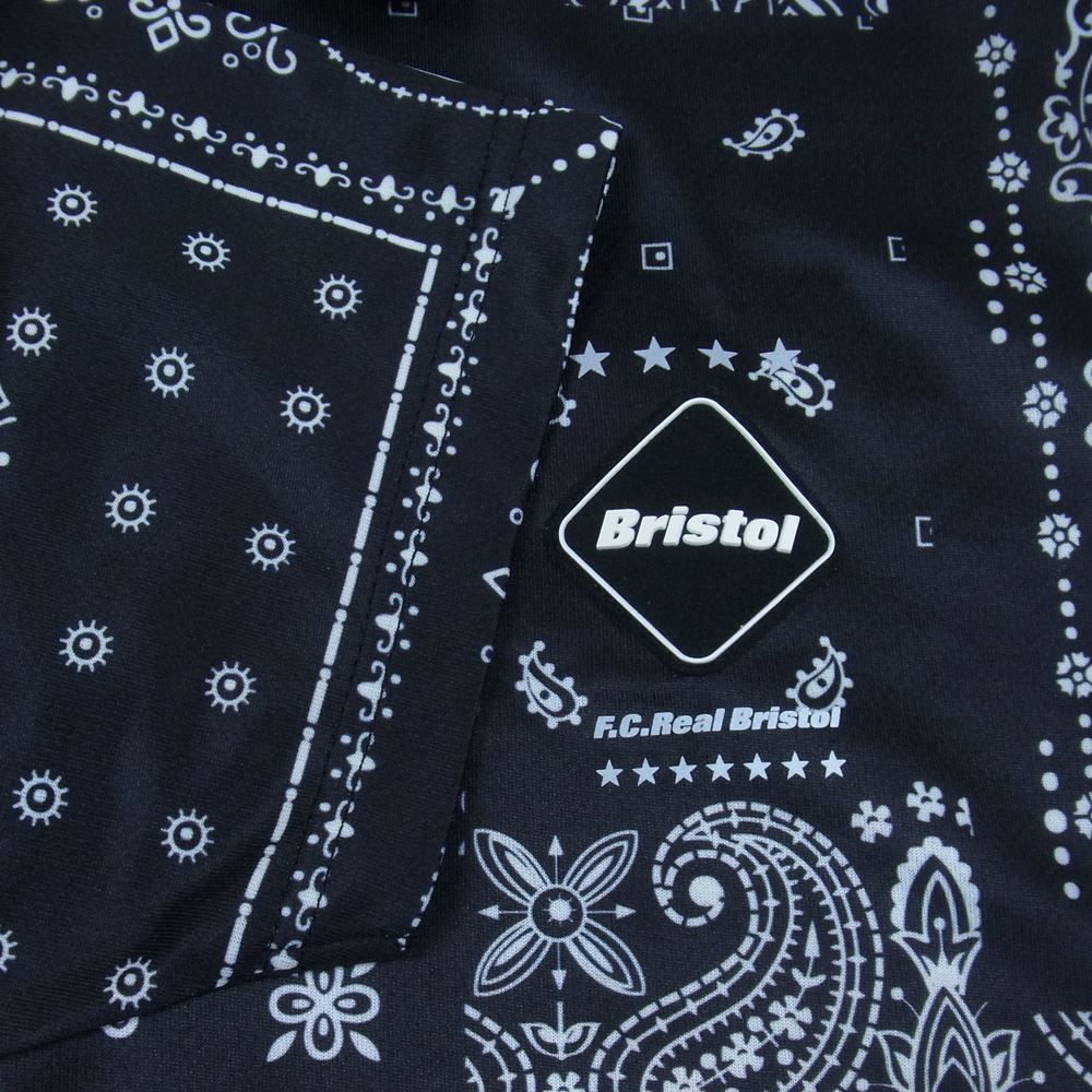 F.C.R.B. エフシーアールビー 22SS × NEW ERA ニューエラ BANDANA POLO SHIRT バンダナ柄 ポロシャツ 半袖 ブラック系 L【中古】