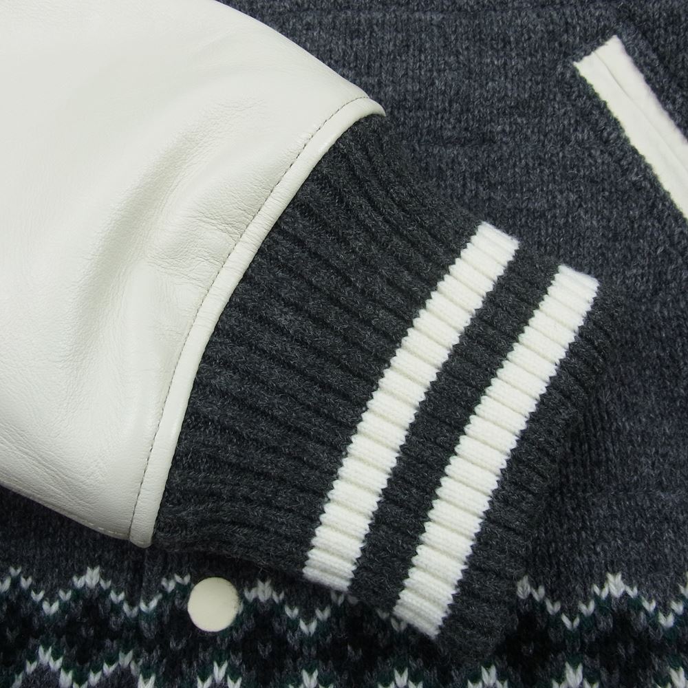 JUNYA WATANABE COMME des GARCONS MAN ジュンヤワタナベコムデギャルソンマン 21AW WH-J013 ノルディック 袖レザー切替 スタジアムジャケット ホワイト系 グレー系 M【中古】