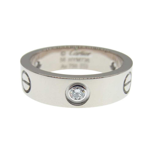 CARTIER カルティエ 【新品仕上げ済】 750WG 18KWG ハーフダイヤモンド ラブ リング【極上美品】【中古】