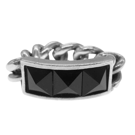 ヴェルヴェットラウンジ オニキス スタッズ チェーン リング シルバー系【中古】