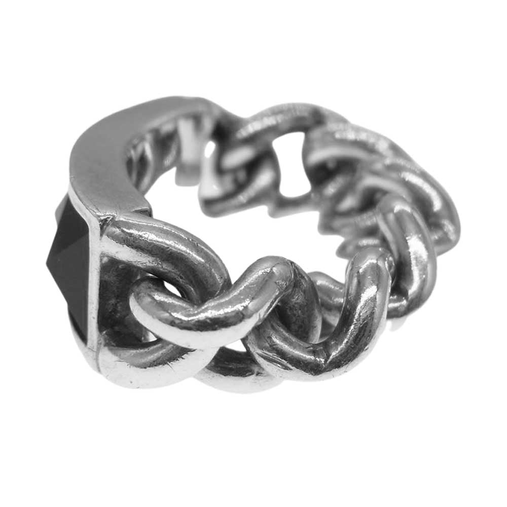 ヴェルヴェットラウンジ オニキス スタッズ チェーン リング シルバー系【中古】