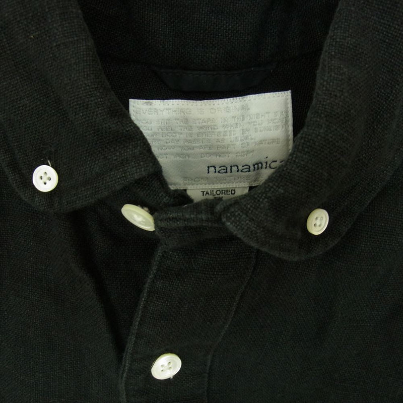 nanamica ナナミカ SUGS559 linen shirt リネン シャツ 半袖 ブラック系 S【中古】