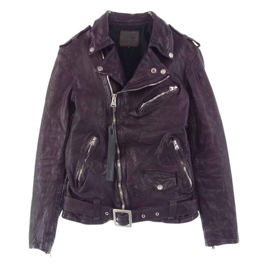 ISAMUKATAYAMA BACKLASH イサムカタヤマバックラッシュ 1773-07 JAPAN SHOULDER GARMENT-DYED DOUBLE RIDERS ジャパンショルダー 製品染め ダブルライダース ジャケット パープル系 S【極上美品】【中古】