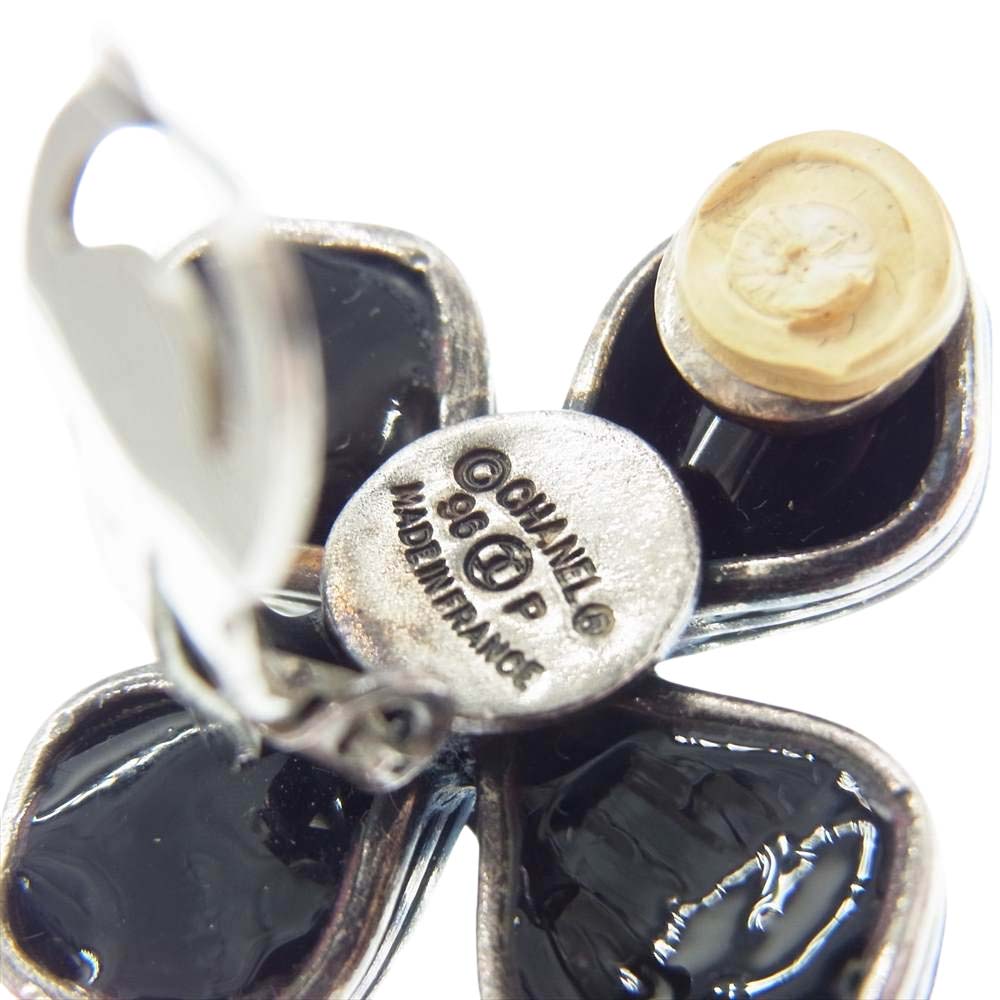 CHANEL シャネル 96P フラワー ココマーク イヤリング ブラック系【中古】