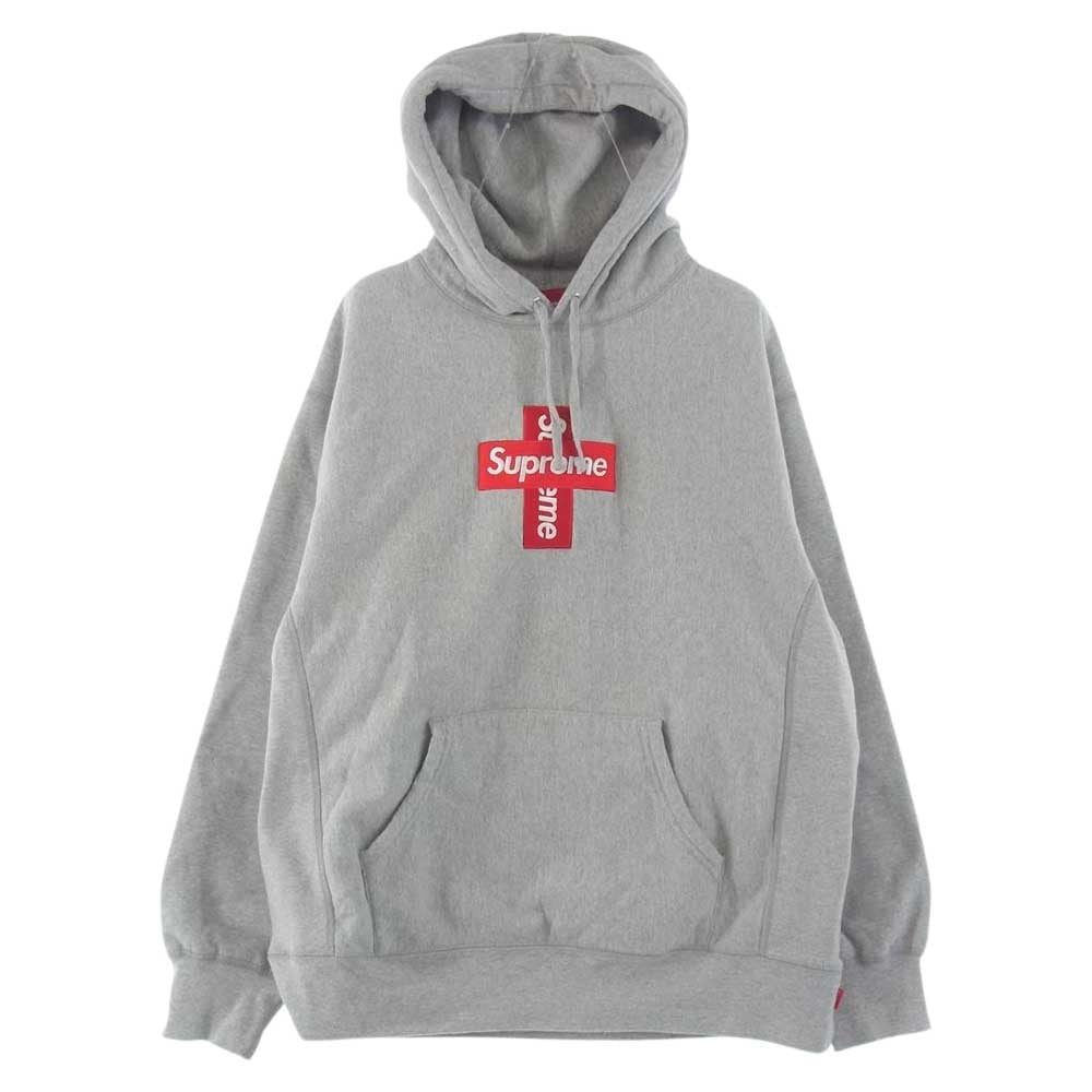 Supreme シュプリーム 20AW Cross Box Logo Hooded Sweatshirt クロスボックスロゴ パーカー グレー系  L【中古】
