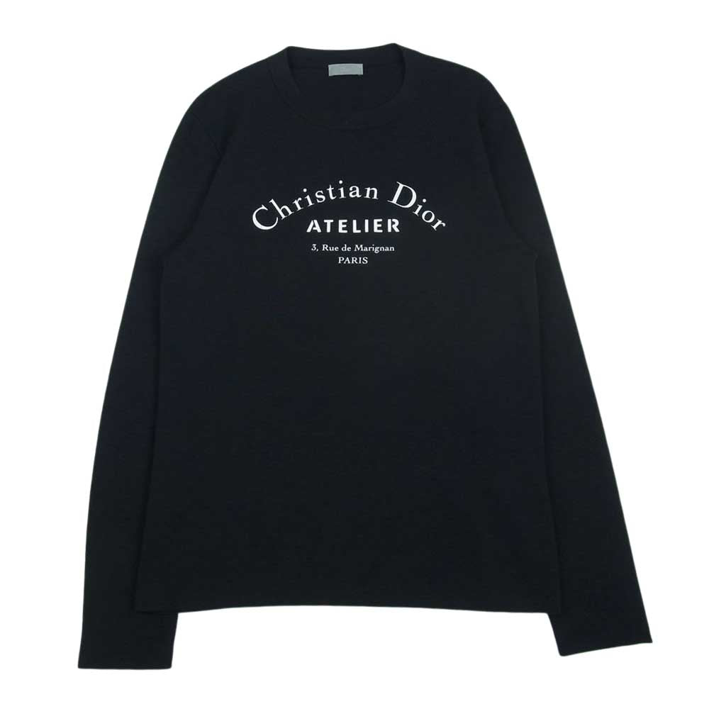 Dior ディオール HOMME オム 18SS 863M657IT313 ATELIER アトリエ ロゴプリント クルーネック 長袖 ニット スウェット ブラック系 L【中古】