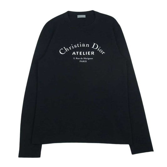 Dior ディオール HOMME オム 18SS 863M657IT313 ATELIER アトリエ ロゴプリント クルーネック 長袖 ニット スウェット ブラック系 L【中古】