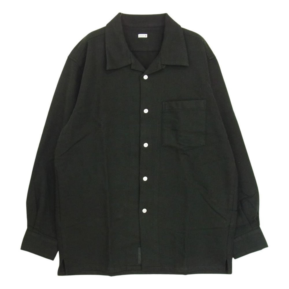 シークエル 21SS SQ-21SS-SH-03 ピケ オープン カラー 長袖 シャツ ブラック系 L【美品】【中古】