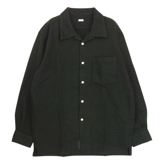シークエル 21SS SQ-21SS-SH-03 ピケ オープン カラー 長袖 シャツ ブラック系 L【美品】【中古】