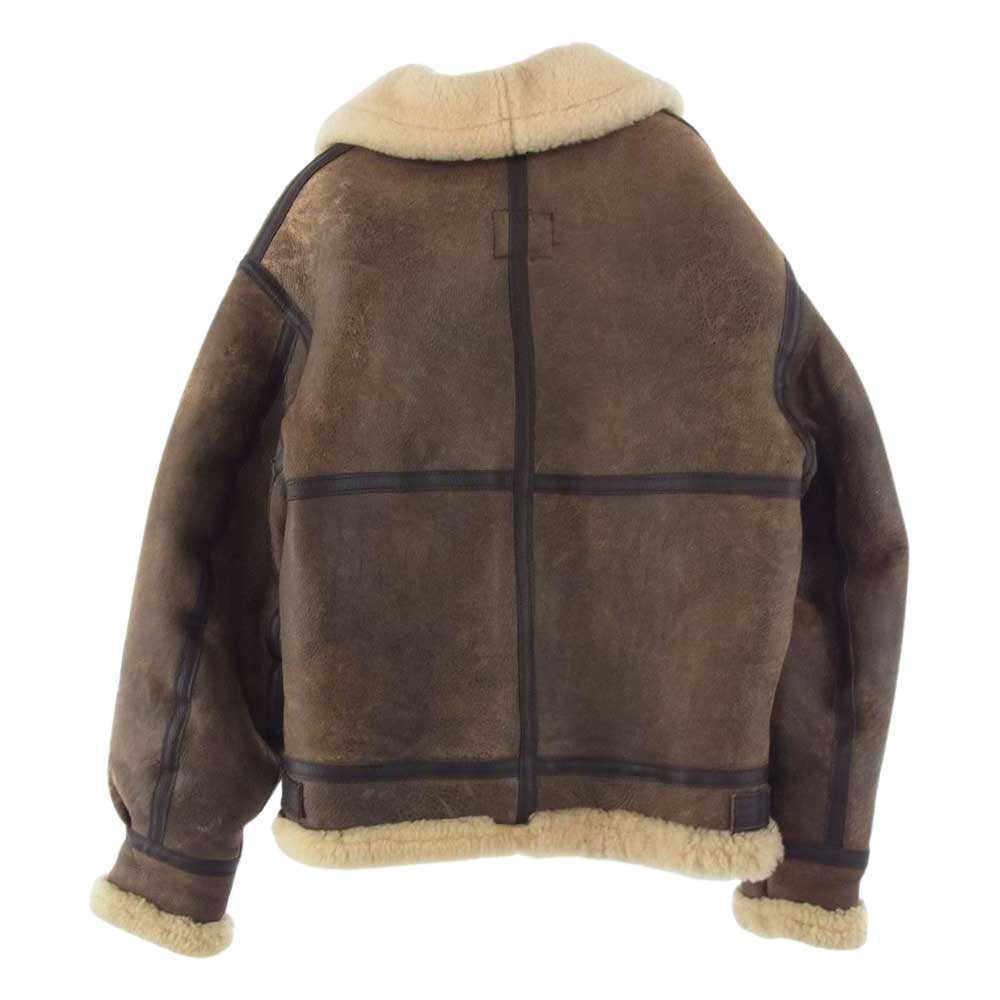 AVIREX アヴィレックス AC-17755 B-3 B-3 Sheep skin flight jacket シープ スキン ムートン フライト レザー ジャケット ブラウン系 ベージュ系 34【中古】