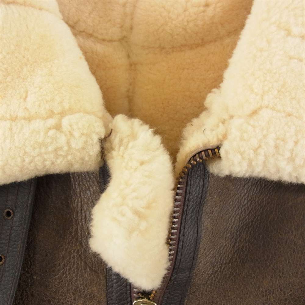 AVIREX アヴィレックス AC-17755 B-3 B-3 Sheep skin flight jacket シープ スキン ムートン フライト レザー ジャケット ブラウン系 ベージュ系 34【中古】