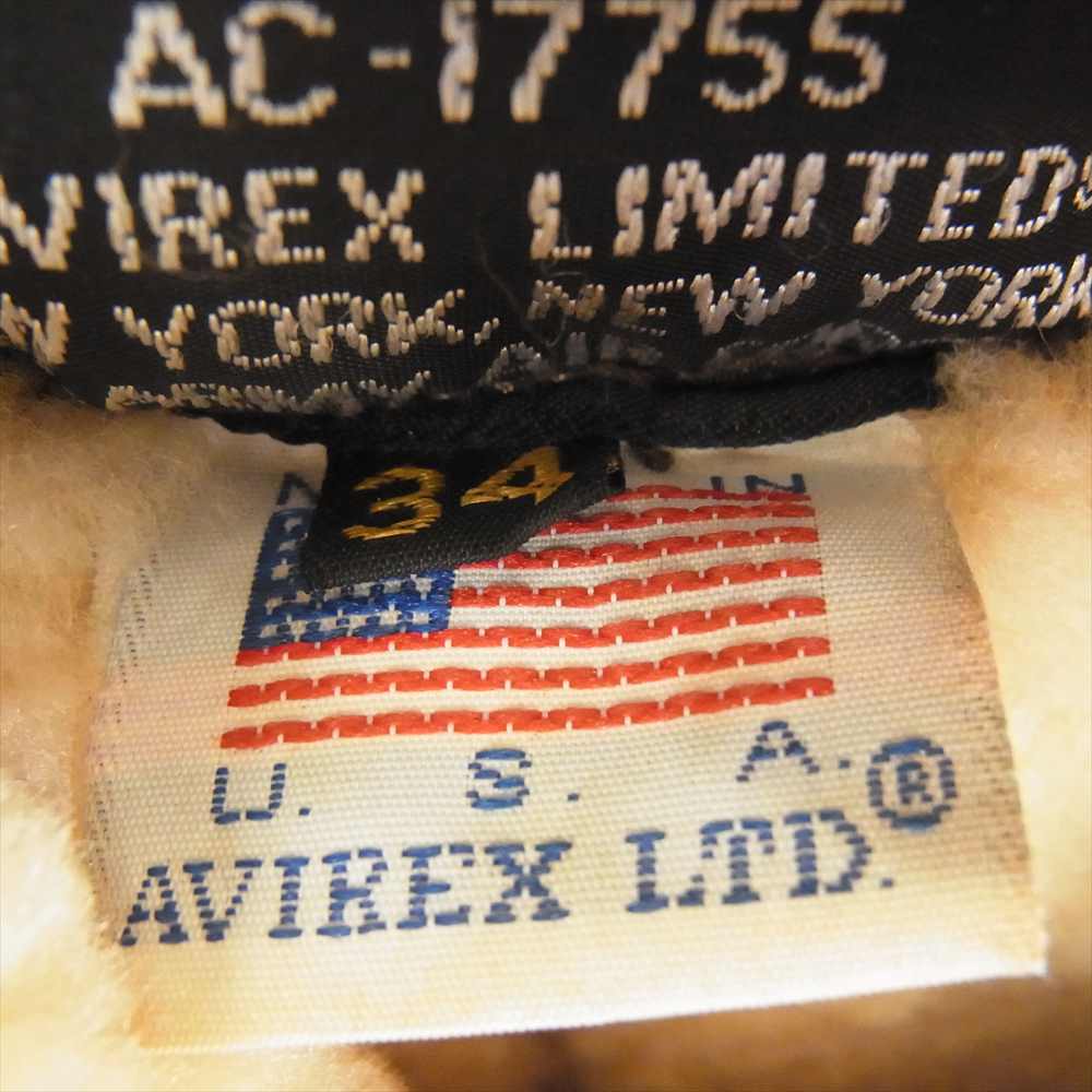 AVIREX アヴィレックス AC-17755 B-3 B-3 Sheep skin flight jacket シープ スキン ムートン フライト レザー ジャケット ブラウン系 ベージュ系 34【中古】